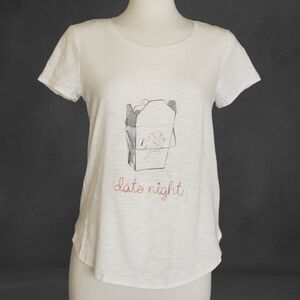 LC Lauren Conrad Pink and White Fitted T-Shirt